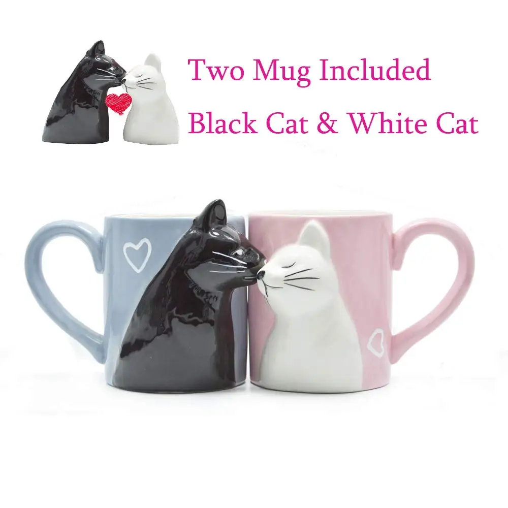 

2pcs Cartoon Mug Kiss Cat Cups Milk 350ml Valentine's Day gift Creative Fashion Couples Mug Coffee Water Cup Cute Cup Xmas