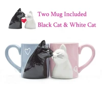 2pcs cartoon mug kiss cat cups milk 350ml valentines day gift creative fashion couples mug coffee water cup cute cup xmas