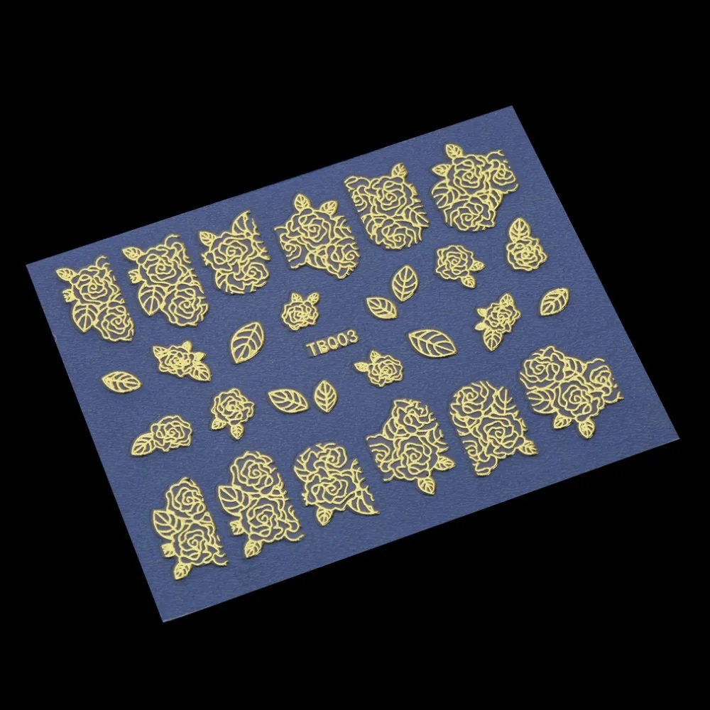 6 листов золотого цвета 3D Искусственные инструменты для маникюра Типсы украшения