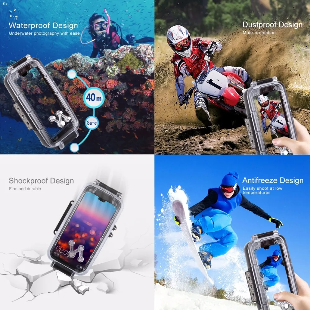 PULUZ для huawei P20/P20 Pro Чехол для дайвинга mate 20 Pro 40 м/130 футов Водонепроницаемый чехол для фото и видео для подводного плавания