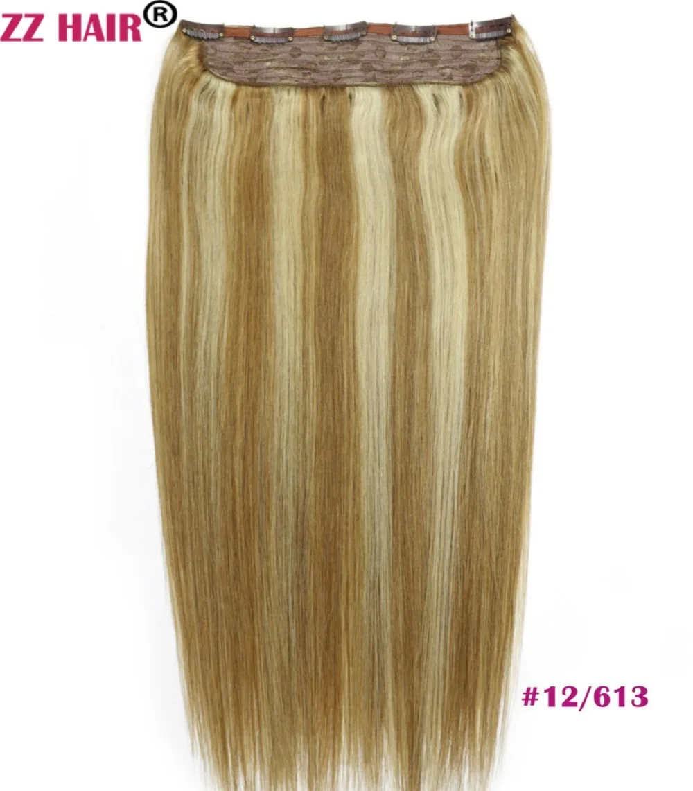 ZZHAIR 100 г-200 г 1"-28" Искусственные волосы одинаковой направленности волос один кусок набор 5 клип в человеческие волосы для наращивания Натуральные Прямые Волосы