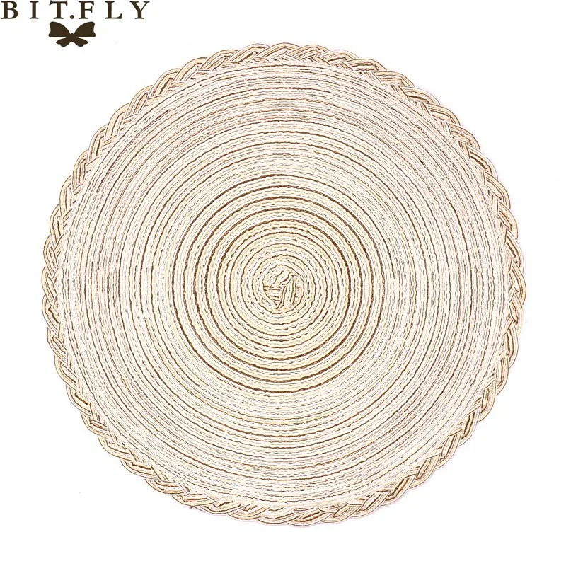 Beige 4 шт 38 см круглый тканевый коврик для стола из ПП термостойкие чаши кофейные чашки подставка для посуды коврик для кухни вечерние принадлежности - Цвет: Beige