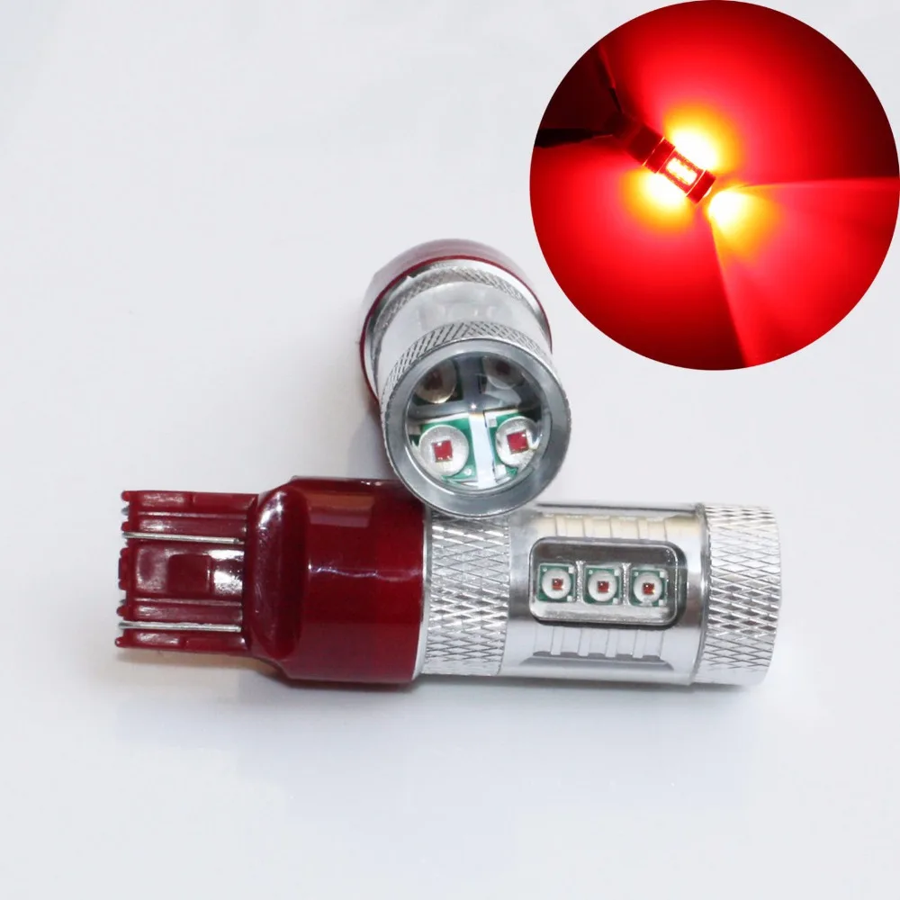 Бесплатная доставка 2 шт. CREE чипы 80 Вт светодиодный T20 7443 W21/5W супер яркий красный