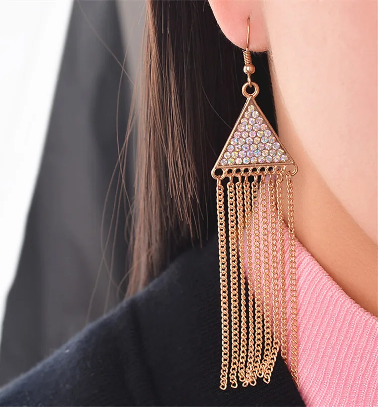 2017 Summer Crystal Tassel Pendant Long Body Jewelry Sexy Handmade Facebook Luxury Gem Statement Necklace Femme | Украшения и