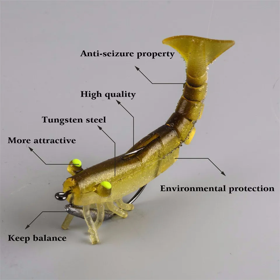 Мягкая силиконовая приманка для рыбалки с креветками Maximumcatch | Спорт и