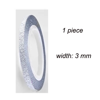 Silver 3mm 10 цветов клейкая лента для ногтей рулон 3 ширины рулон ленты для ногтей с блестящим украшением цветная лента для ногтей линия для нейл-арта LDL - Цвет: Silver 3mm