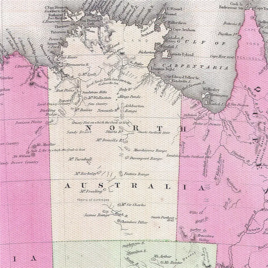 1865 карта географика Австралия винтажный постер Кафе Ретро настенная