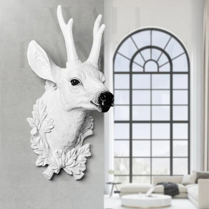 Американский Ретро городской дом маленькая имитация головы оленя украшение на