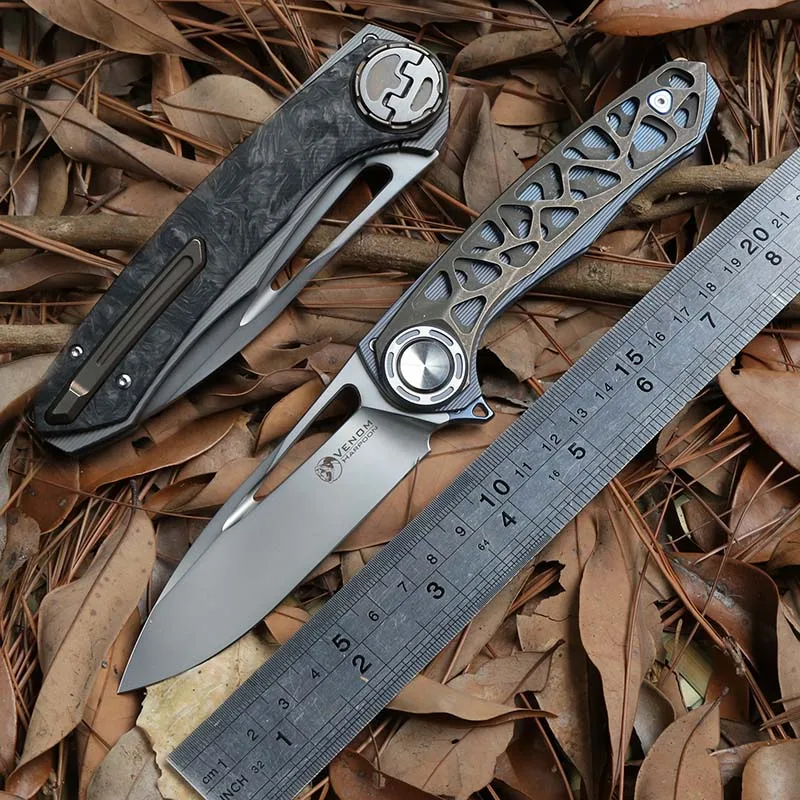 

VENOM гарпун Кевин Джон складной шариковым подшипником и Ножи M390 Титан углеродное волокно для кемпинга на открытом воздухе ножи для выживания...