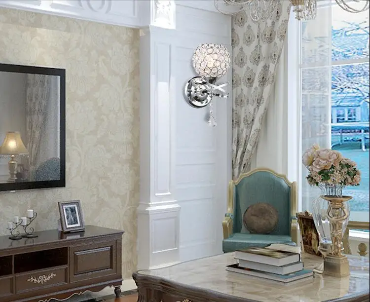 Прикроватная Хрустальная настенная лампа для спальни креативная гостиной