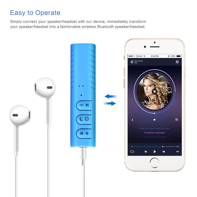 Приемник Bluetooth 3 5 мм потокового A2DP Беспроводной авто AUX аудио адаптер с микрофоном