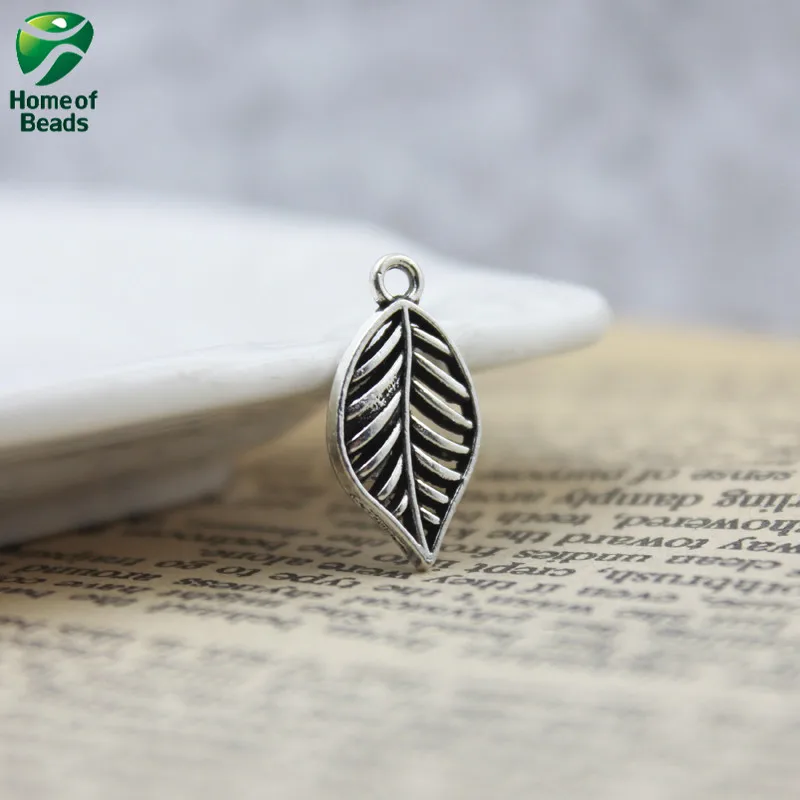 

30 Pieces Tibetan Antique Silver Color Diy Metal Tree Leaf Pendants For Making Supplies 20x10mm ZA1225