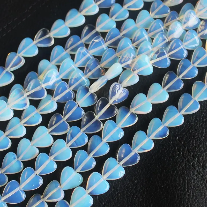 12mm White Opal Heart Shape Loose Beads 14&quot DIY Jewelry Making ! wholesale for all items! | Украшения и аксессуары