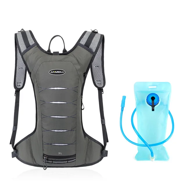 gray with water bag ANMEILU, 3л, рюкзак для кемпинга, гидратация, 2л, сумка для воды, для спорта на открытом воздухе, бега, велоспорта, пешего туризма, гидратационный рюкзак для мужчин - Цвет: gray with water bag