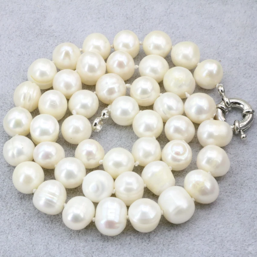 

2 style natural white freshwater 10-11mm pearl nearround chain beads necklace for women choker party gifts jewelry 18inch B3189