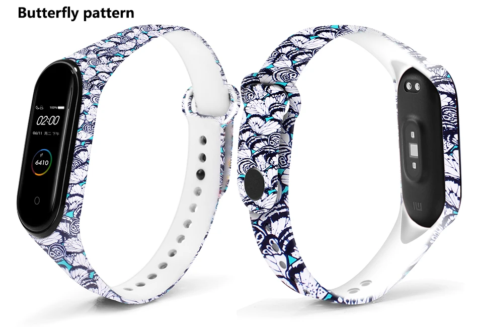 BOORUI Mi band 4 ремешок для xiaomi mi band 4 аксессуары pulsera inteligente силиконовый пояс с цветами Замена для m4 band