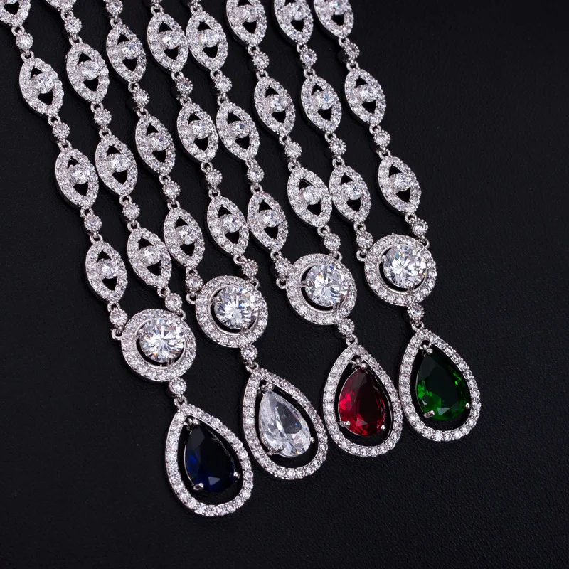 Новинка 2016 изысканное ожерелье из белого золота с кубическим цирконием и