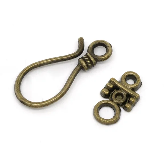 

8SEASONS Antique Bronze Hook Toggle Clasps Findings 23x10mm 14x8mm,sold per packet of 50 sets Hot new