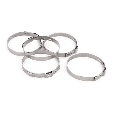 

48.8mm-52mm 304 Stainless Steel Adjustable Tube Hose Clamps Silver Tone 5pcs