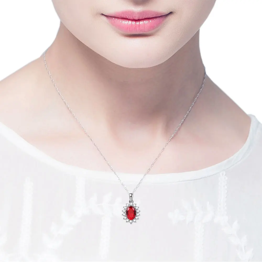 Женская подвеска из серебра 925 пробы с овальным Рубином карата | Украшения и