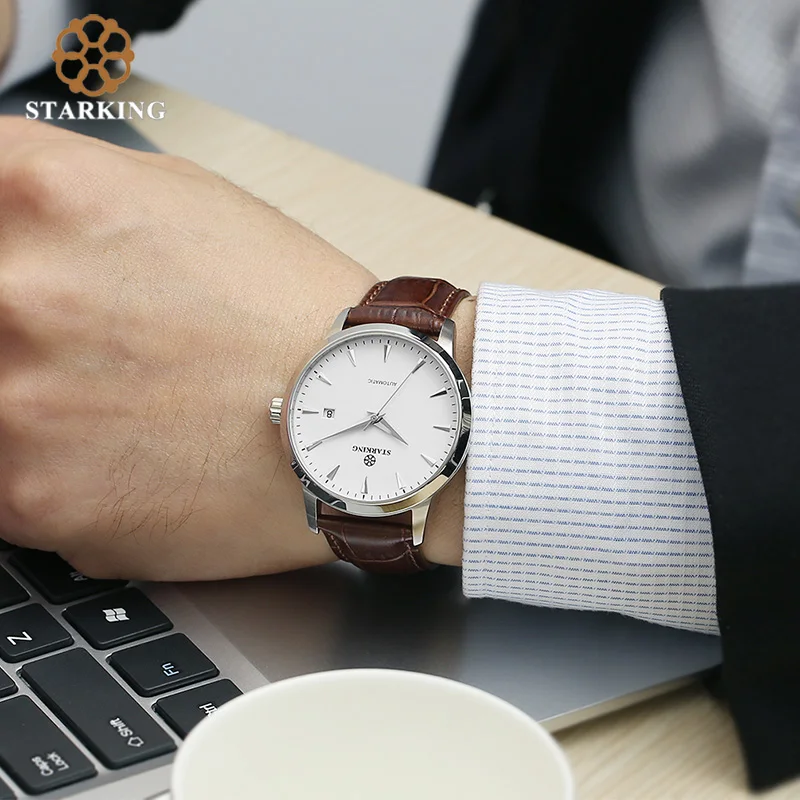 Часы STARKING мужские/женские наручные автоматические модные с кожаным ремешком из