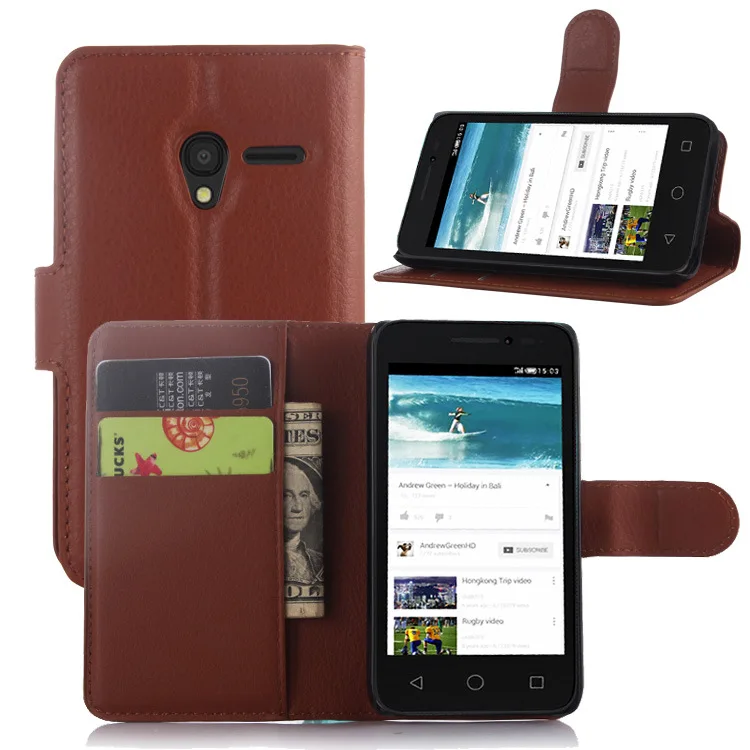 Кожаный бумажник стенд флип слот чехол для Alcatel One Touch Pixi 3 4.0 OT 4013 4013X 4013D К|phone two sim