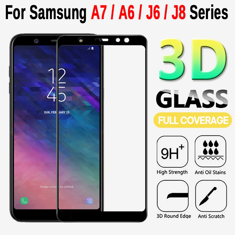 3D защитное стекло на samsung A6 J6 Plus полное покрытие Защитная закаленная пленка для Galaxy A7 J8 A750 Защитное стекло для экрана