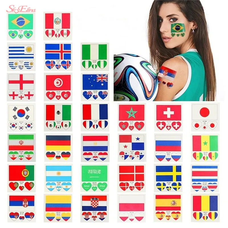 2018 World Cup 10 шт. футбольные наклейки с национальным флагом временные
