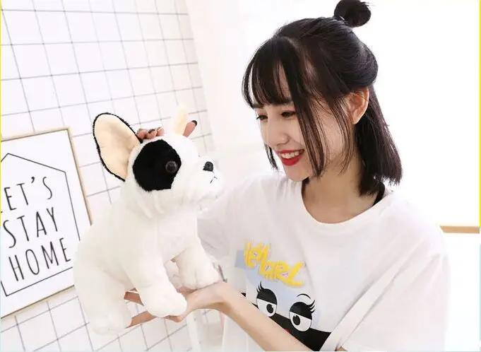 

small cute plush bulldog toy black&white dog doll gift about 22cm 2752