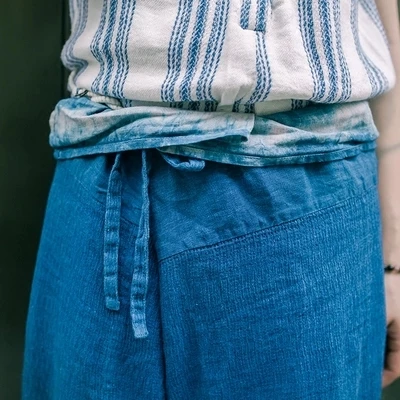 LinenAll Индиго античный синий краситель повседневные брюки 100% лен и растительные