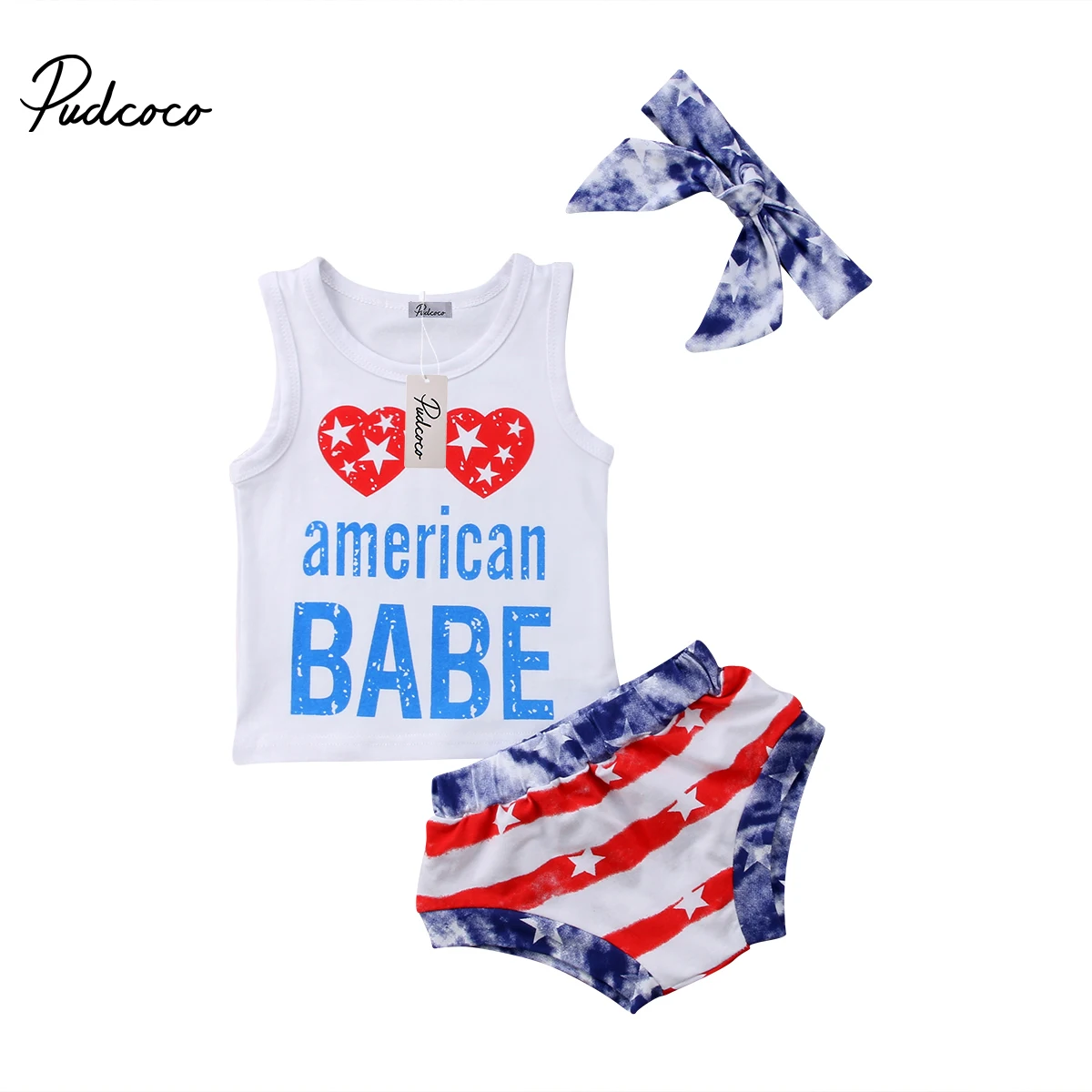 3 шт. детский хлопковый комбинезон с американским флагом|Комплекты одежды для