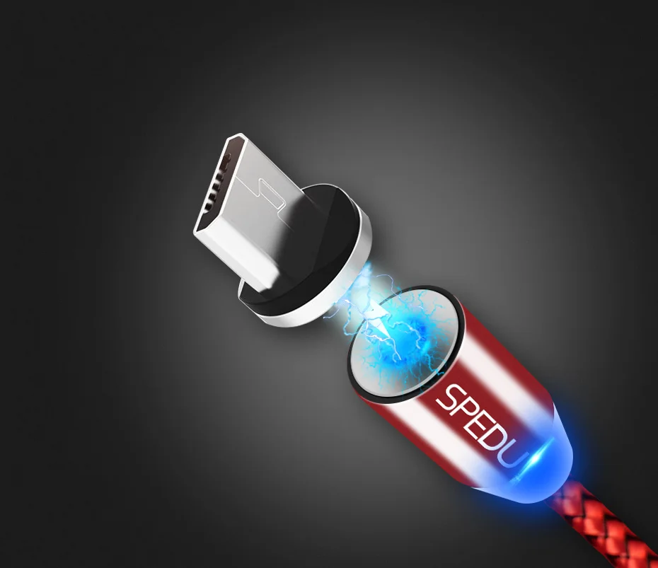 SPEDU Магнитный кабель плетеный мобильный светодиодный Тип C Магнит Micro USB Зарядное устройство зарядный кабель для Apple iPhone X 7 8, 6, 10 Xs Max XR samsung