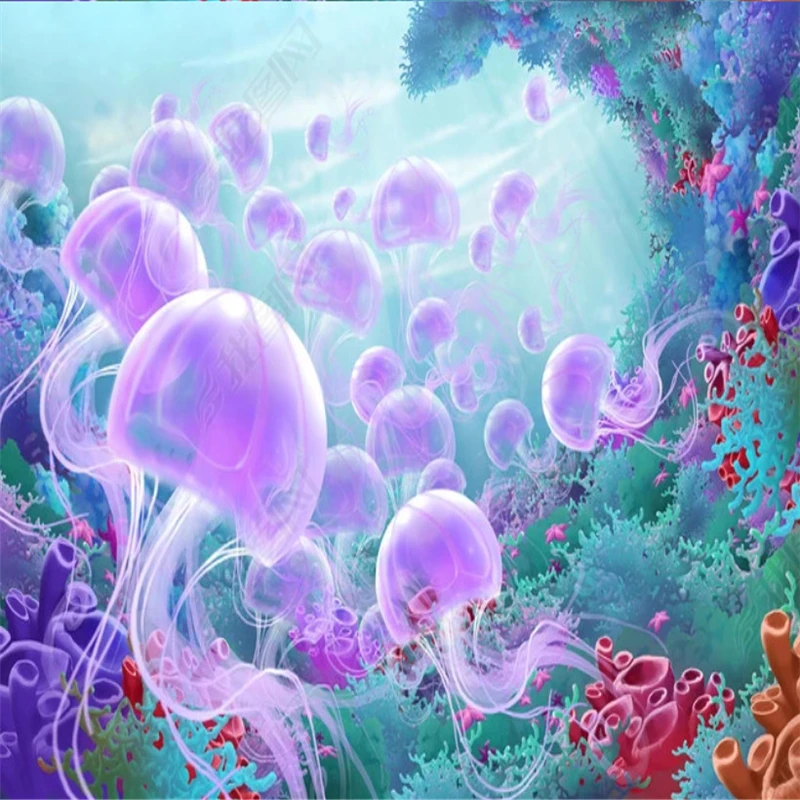 Пользовательские обои hudas beauty HD Ocean World Медузы 3D пол живопись для гостиной детской