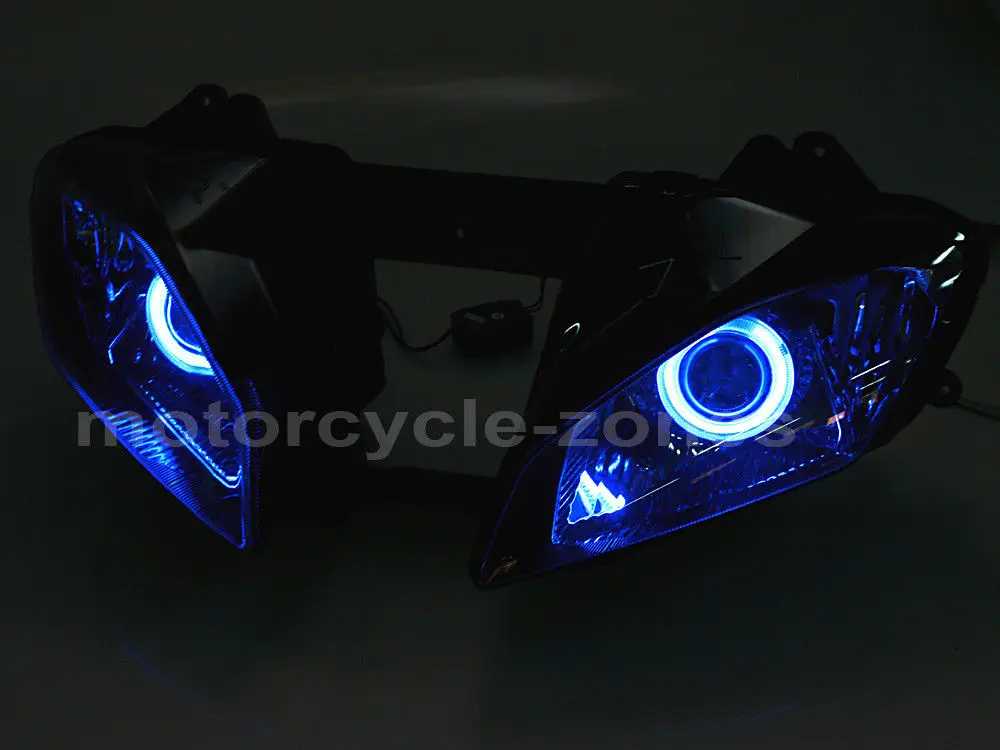 Мотоциклетная фара проектора HID Синий демонический глаз с белым ангельским