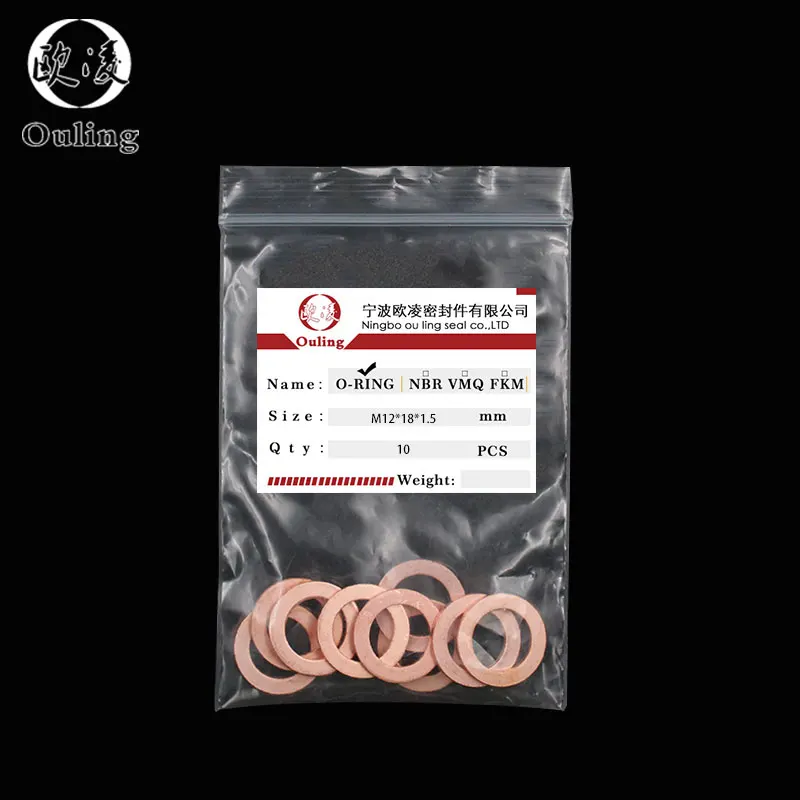 10Pcs DIN7603 M6 M8 M9 M10 M12 M14 M16 M18 M20 T3 O Ring Gasket Sealing Ring Copper Washer Boat Crush Washer Flat Seal Fitting images - 6