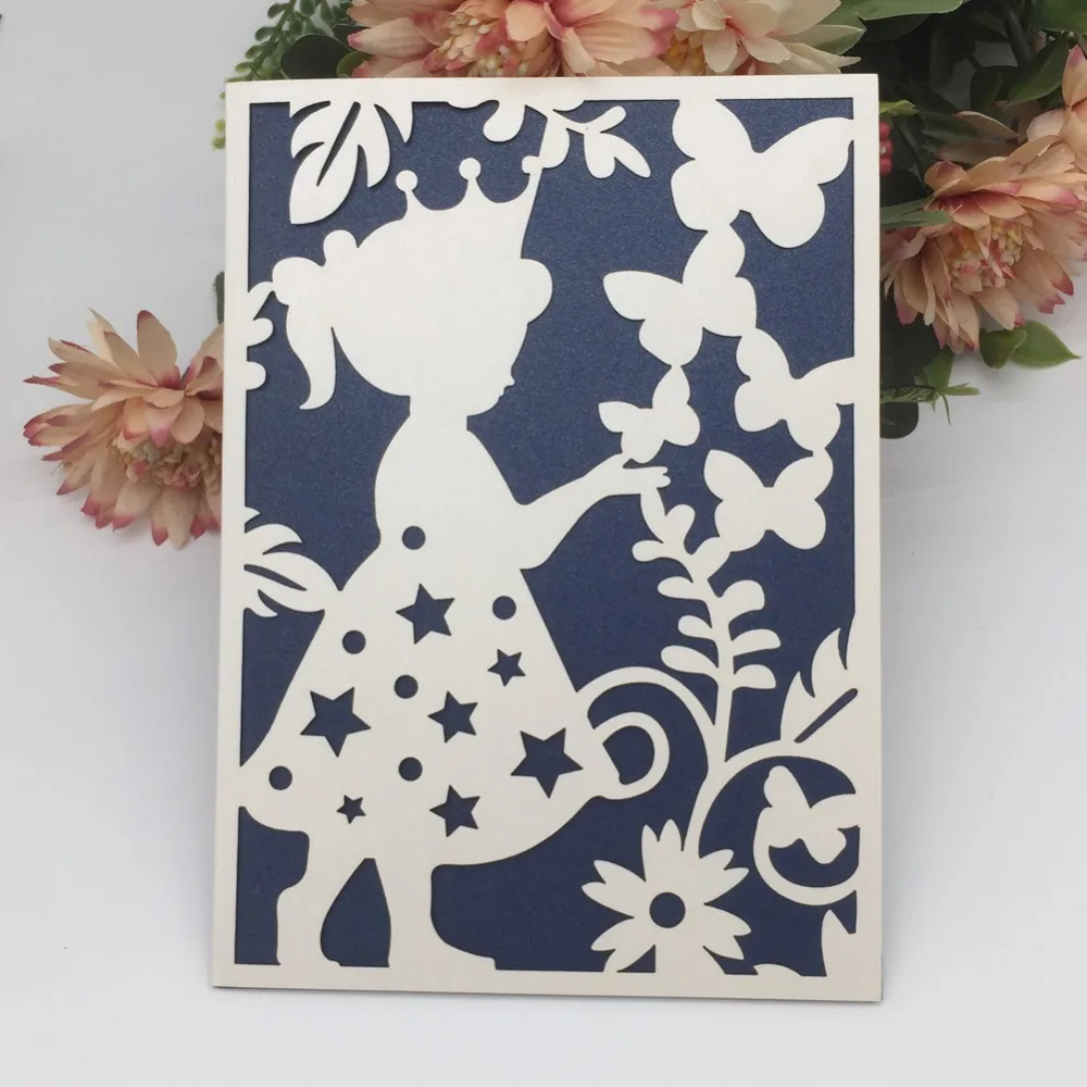 50 шт./лот Китайская красная красивая маленькая девочка и бабочка открытка на день