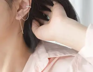 Серьги с резьбой, длинные, на 100% реальные. Ювелирные украшения из серебра 925 пробы C-E6948 пробы