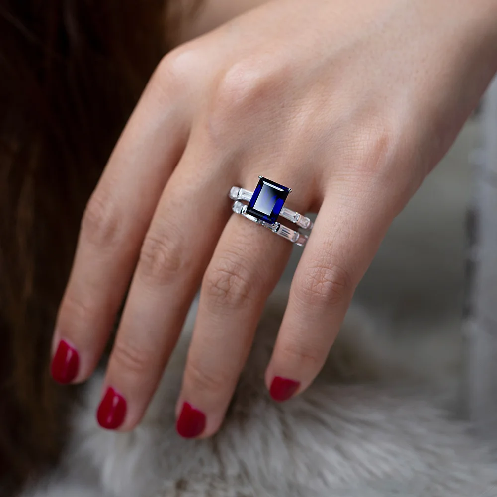Кольцо принцессы из стерлингового серебра 925 пробы с большим цирконием AAA, размер 5-12, роскошные брендовые обручальные кольца с фианитами белого, синего, зеленого, желтого и красного цветов