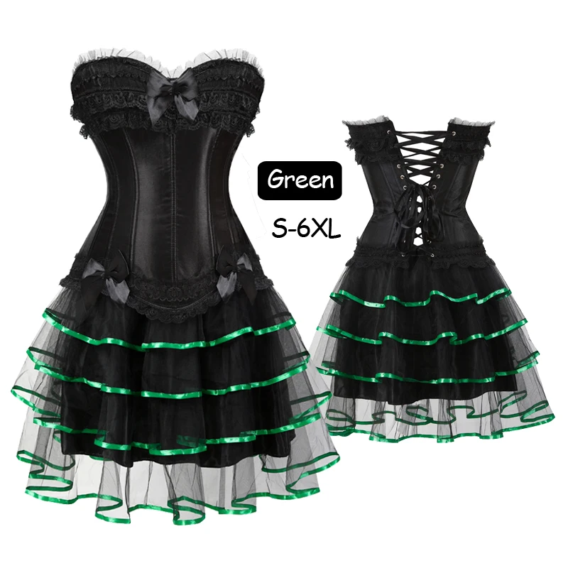 Черный корсет топ кружевная юбка-пачка женские бюстье и корсеты в стиле стимпанк