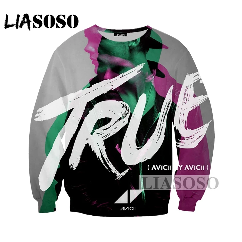 LIASOSO Autumn New Men Women DJ Singer Avicii Sweatshirt 3D Print Casual Harajuku Unisex Long-Sleeved Hip-hop Pullover A029-02 | Мужская