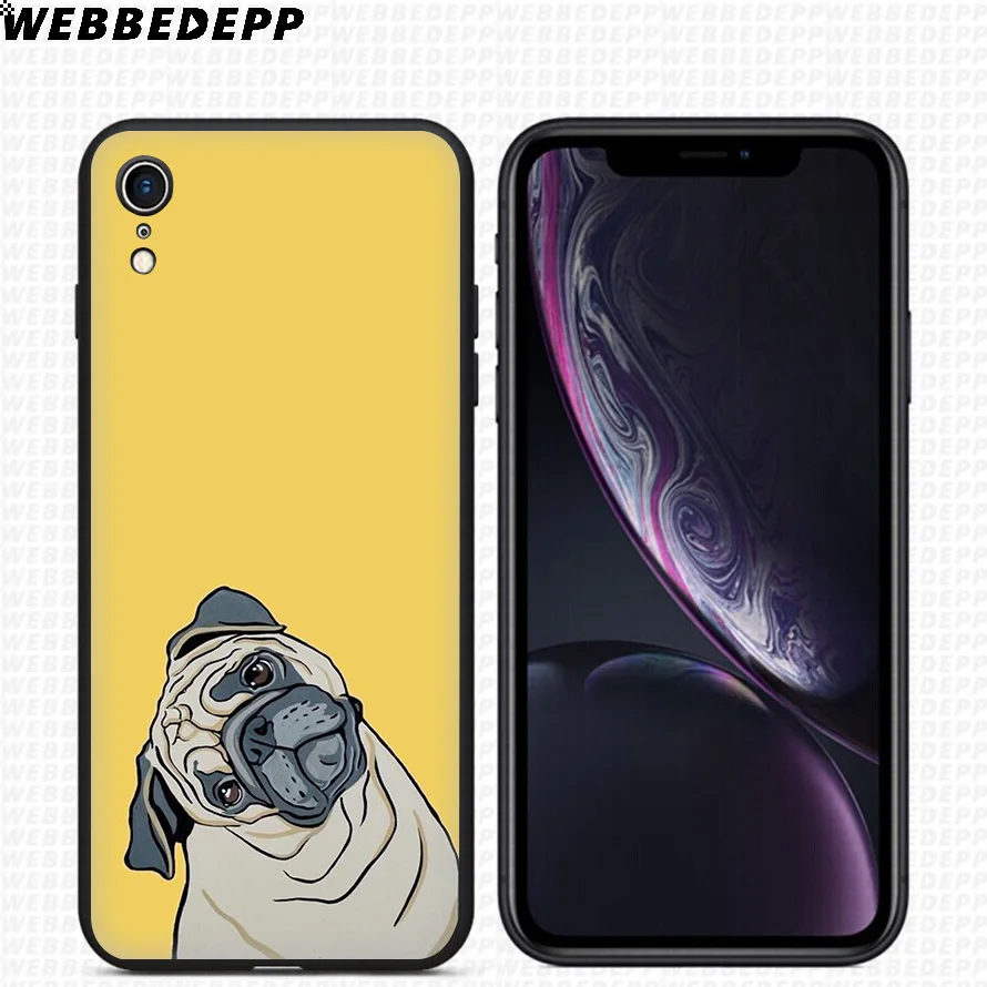 WEBBEDEPP Мопс Забавный Мягкий силиконовый чехол для iPhone 11 Pro Xr Xs Max X или 10 8 7 6 6S Plus 5 5S SE