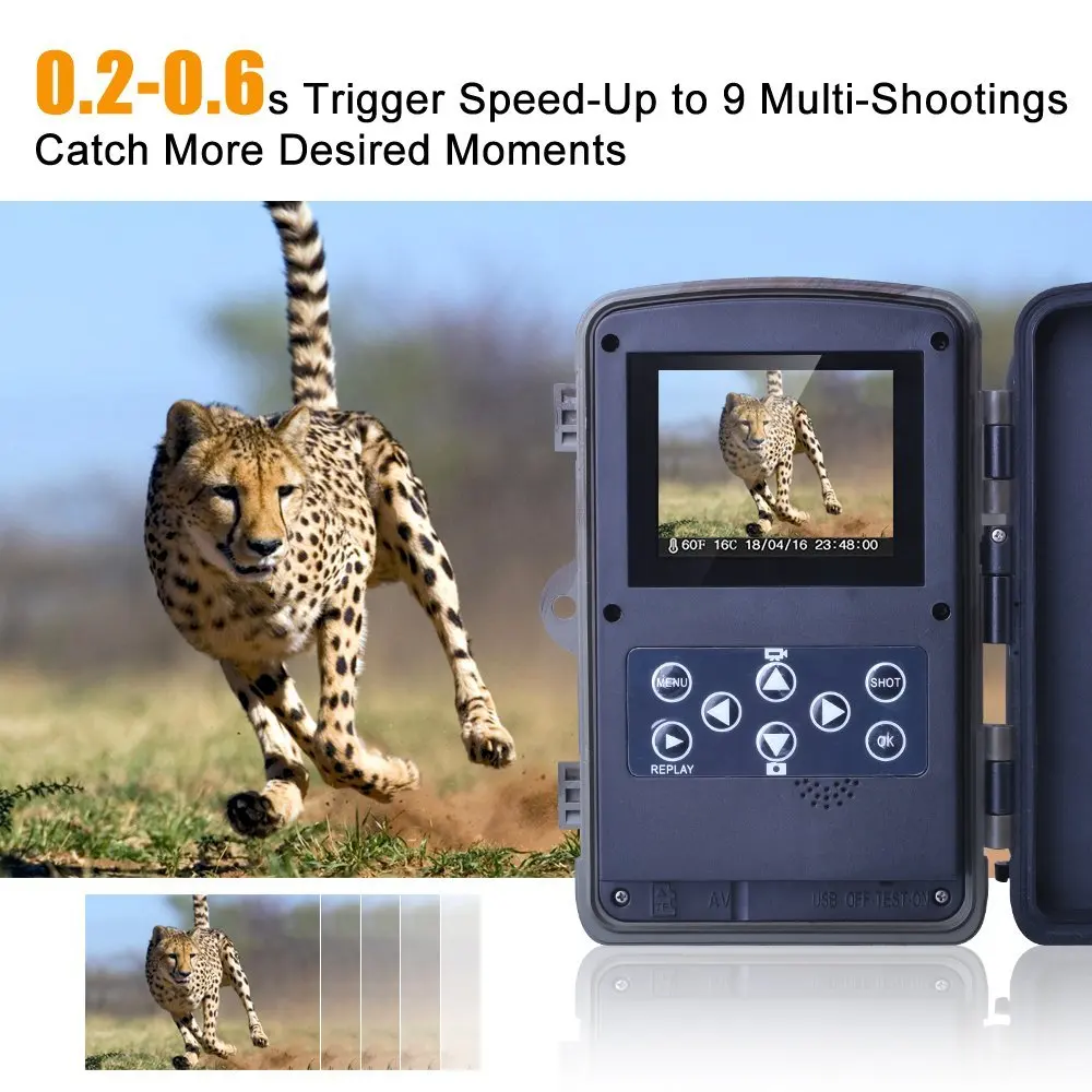 16MP Дикая камера фото ловушки 0 6 S триггер обнаружения движения Следовая 1080P с 3