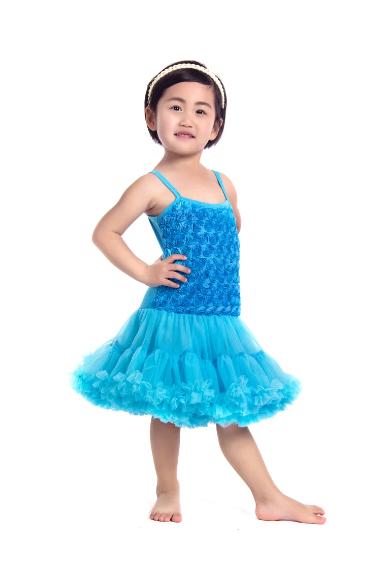 Baby Girls Rosette Dresses 2018 New Fashion Floral Princess Ball Gown Vestidos Summer Kids Toddler Blue Dress RDS007 | Детская одежда и
