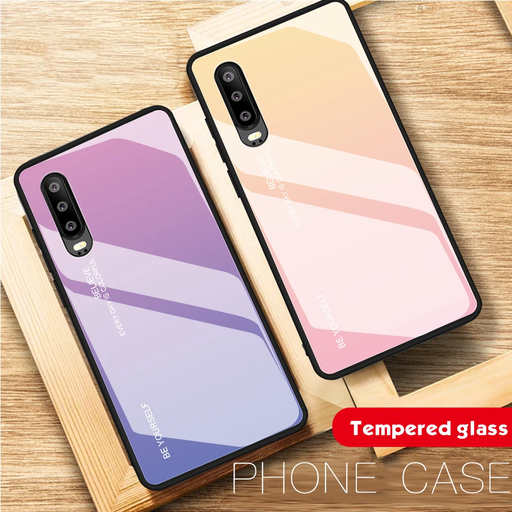 Чехол для телефона с градиентом Авроры Huawei P30 Pro P30Pro чехол из закаленного стекла P