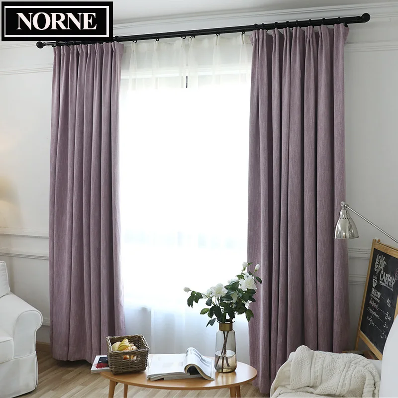 

NORNE Solid Faux Linen Window Blackout Curtain Thermal Insulated Drapes Noise Blocking Curtains Blinds for Bedroom Living Room