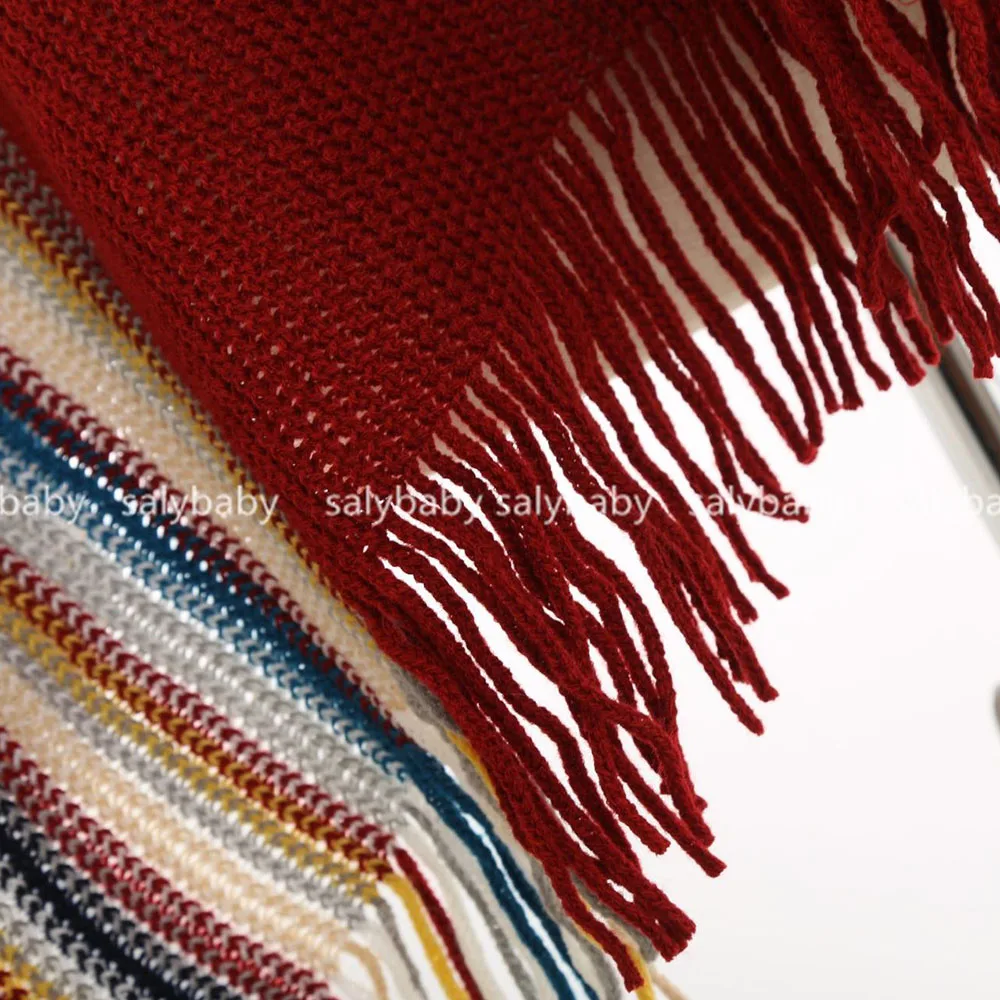 Новинка Модные Разноцветные полосатые вязаные шарфы пончо с кисточками Женское