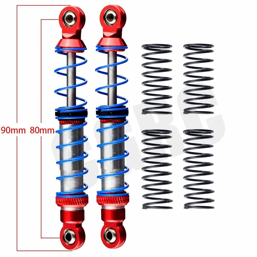 90mm 2pcs Масляный Регулируемый 80 мм, 90 мм, 100 мм, 110 мм, 120 мм, металлический амортизатор для 1/10 RC автомобилей, запчасти для грузовиков, гусеничный осевой SCX10 TRX4 D90 - Цвет: 90mm 2pcs