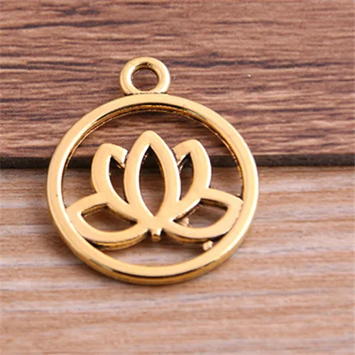 Antique gold Pulchrode 10 шт 20*24 мм винтажные металлические подвески в виде лотоса DIY для изготовления украшений вручную ретро Цветочная подвеска P6457 - Окраска металла: Antique gold
