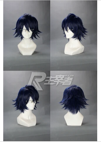 Short layered Saruhiko Fushimi Dark Blue Anime Cosplay Wig |