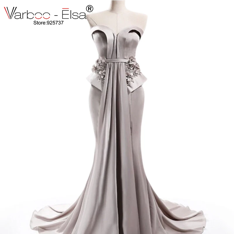 Вечерние платья русалки varboo_эльза 2017 атласное платье без рукавов со шлейфом для